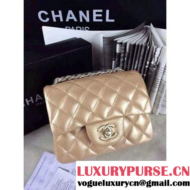 Chanel Matte Series Champagne Caviar Calfskin Leather Mini Classic Flap Bag A1115 (Matte Gold Hardware) (A0-052971 )