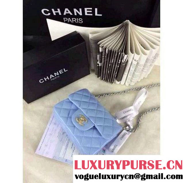 Chanel Matte Series Blue Caviar Calfskin Leather Mini Classic Flap Bag A1115 (Matte Gold Hardware) (A0-052975 )
