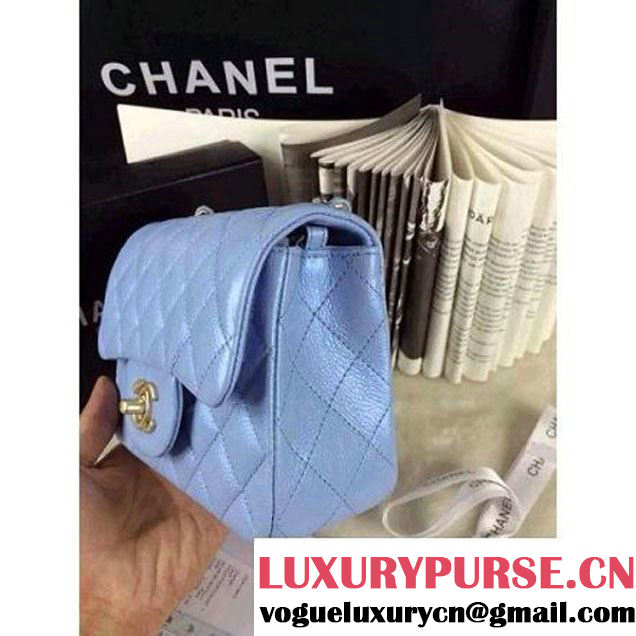Chanel Matte Series Blue Caviar Calfskin Leather Mini Classic Flap Bag A1115 (Matte Gold Hardware) (A0-052975 )