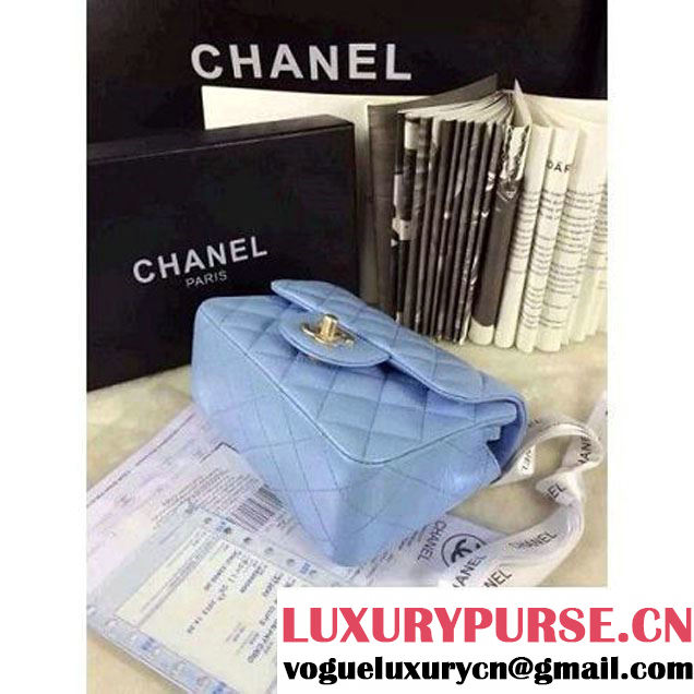 Chanel Matte Series Blue Caviar Calfskin Leather Mini Classic Flap Bag A1115 (Matte Gold Hardware) (A0-052975 )