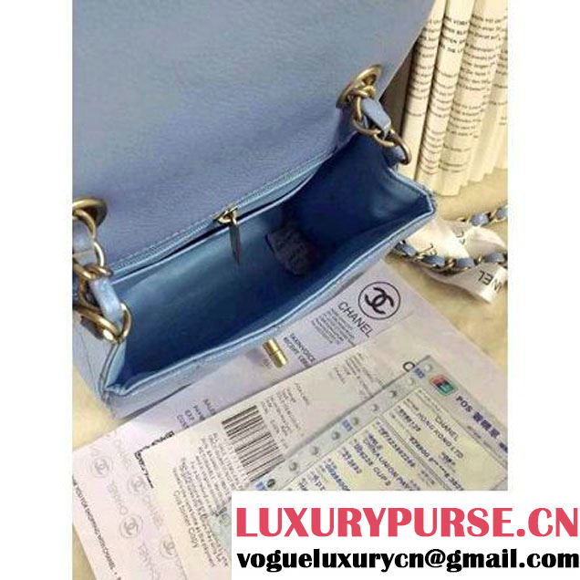 Chanel Matte Series Blue Caviar Calfskin Leather Mini Classic Flap Bag A1115 (Matte Gold Hardware) (A0-052975 )