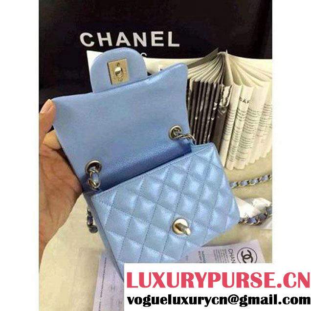 Chanel Matte Series Blue Caviar Calfskin Leather Mini Classic Flap Bag A1115 (Matte Gold Hardware) (A0-052975 )