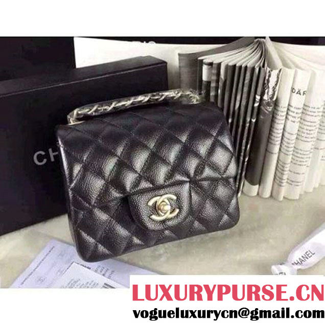 Chanel Matte Series Black Caviar Calfskin Leather Mini Classic Flap Bag A1115 (Matte Silver Hardware) (A0-052980 )