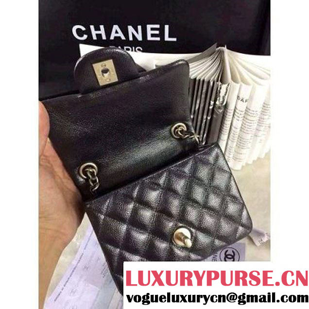 Chanel Matte Series Black Caviar Calfskin Leather Mini Classic Flap Bag A1115 (Matte Silver Hardware) (A0-052980 )