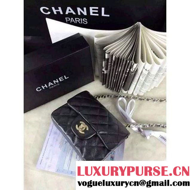 Chanel Matte Series Black Caviar Calfskin Leather Mini Classic Flap Bag A1115 (Matte Silver Hardware) (A0-052980 )