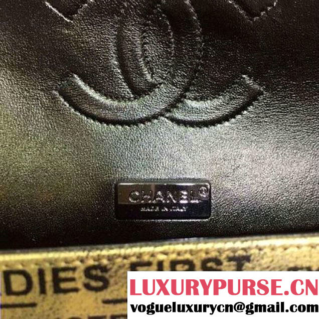 Chanel Light Gold Hand-Painted Lambskin Classic Flap Bag A01112 2015 (2a136-053175 )