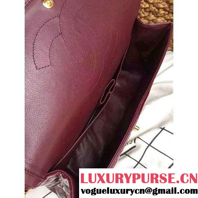Chanel Dark Red Patent Leather Jumbo double Flap Shoulder Bag(Gold Hardware) (1a086-061177 )