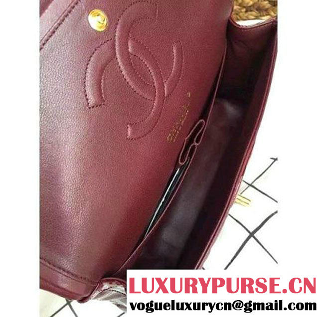 Chanel Dark Red Patent Leather Medium double Flap Shoulder Bag(Gold Hardware) (1a086-061179 )