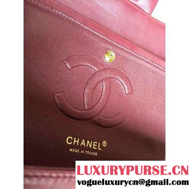 Chanel Dark Red Patent Leather Medium double Flap Shoulder Bag(Gold Hardware) (1a086-061179 )
