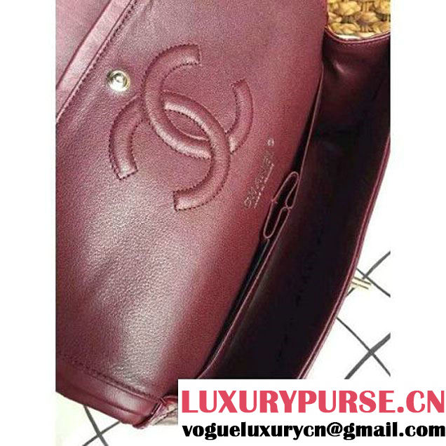 Chanel Dark Red Patent Leather Medium double Flap Shoulder Bag(Silver Hardware) (1a086-061180 )