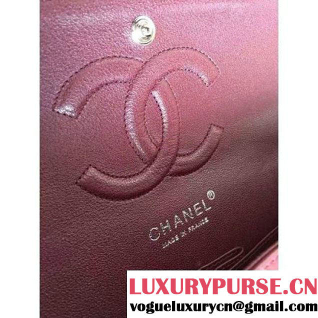 Chanel Dark Red Patent Leather Medium double Flap Shoulder Bag(Silver Hardware) (1a086-061180 )