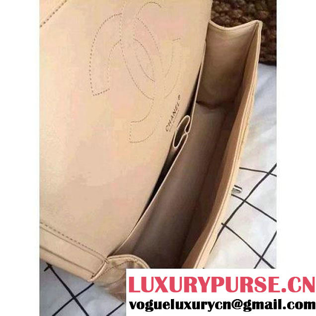 Chanel Dark Beige Patent Leather Jumbo double Flap Shoulder Bag(Silver Hardware) (1a086-061617 )