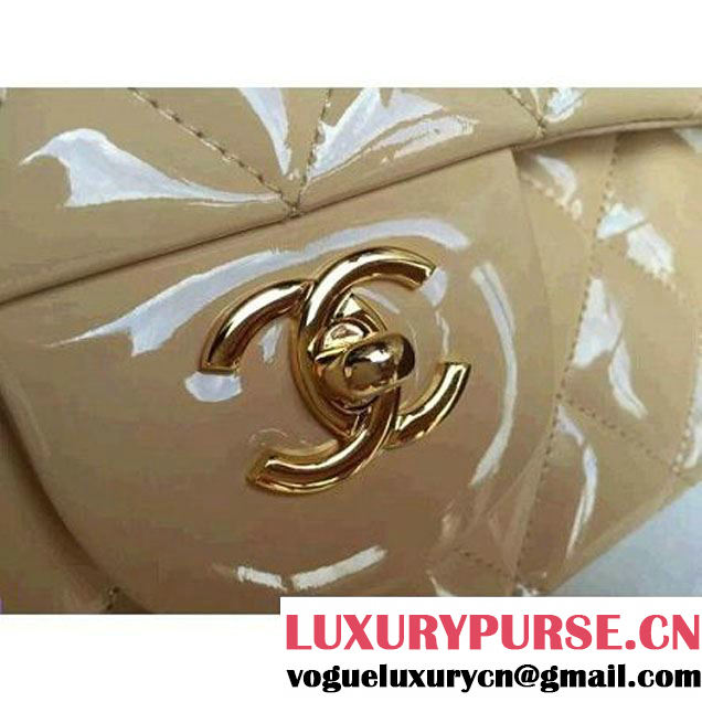 Chanel Dark Beige Patent Leather Jumbo double Flap Shoulder Bag(Gold Hardware) (1a068-061618 )