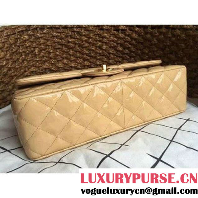 Chanel Dark Beige Patent Leather Jumbo double Flap Shoulder Bag(Gold Hardware) (1a068-061618 )