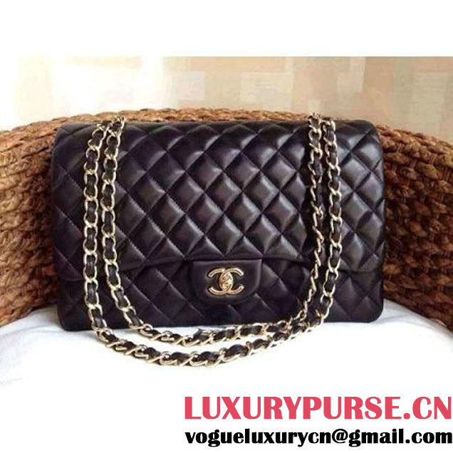 Chanel Maxi Classic Double Flap Bag In Black Lambskin (1a086-062406 )