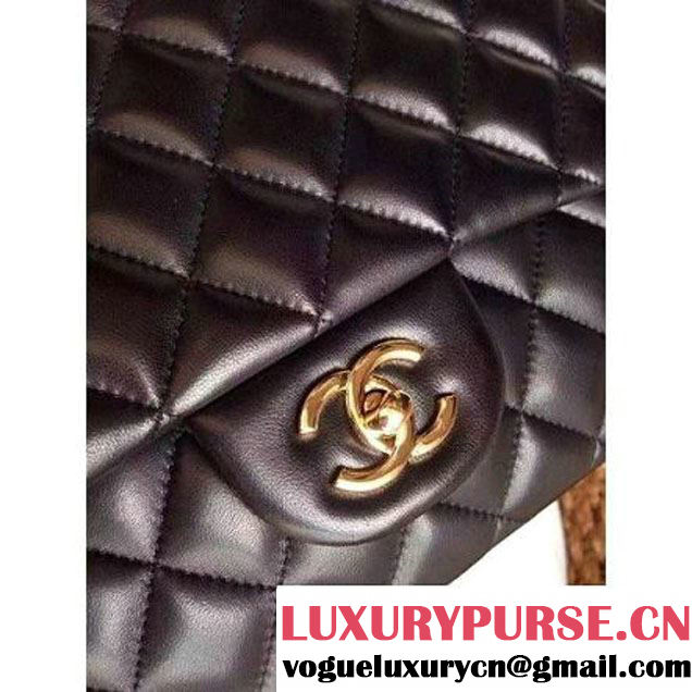 Chanel Maxi Classic Double Flap Bag In Black Lambskin  (1a086-062406 )
