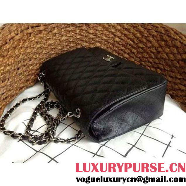 Chanel Maxi Classic Double Flap Bag In Black Caviar Calfskin (1a086-062407 )