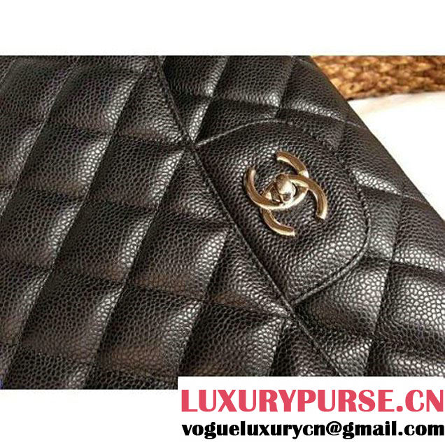 Chanel Maxi Classic Double Flap Bag In Black Caviar Calfskin (1a086-062407 )