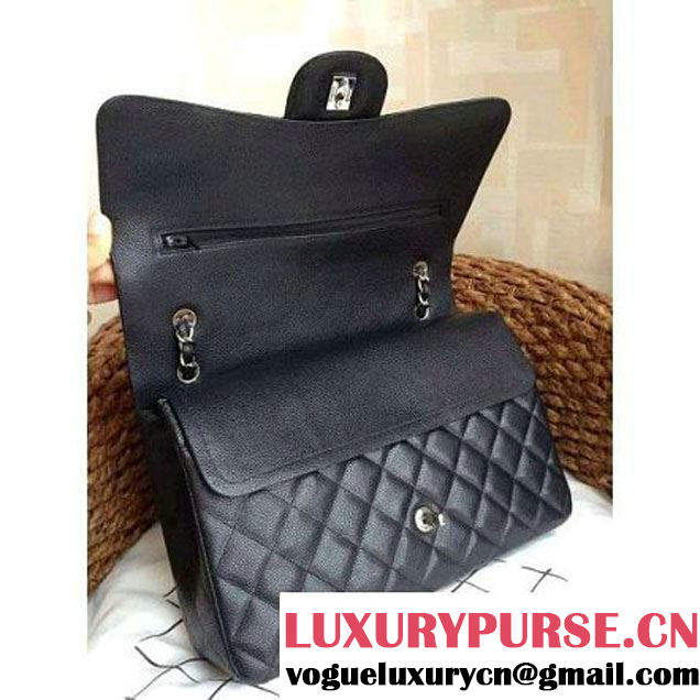 Chanel Maxi Classic Double Flap Bag In Black Caviar Calfskin (1a086-062407 )