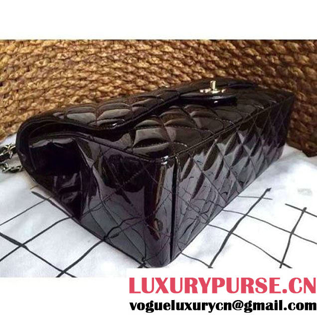 Chanel Maxi Classic Double Flap Bag In Black Patent Leather (1a086-062408 )