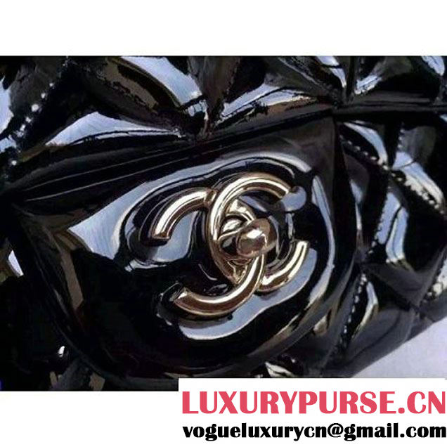 Chanel Maxi Classic Double Flap Bag In Black Patent Leather (1a086-062408 )