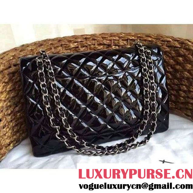 Chanel Maxi Classic Double Flap Bag In Black Patent Leather (1a086-062408 )