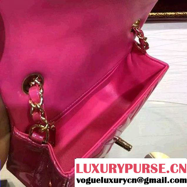 Chanel Small Patent Leather Chevron Classic Flap Bag Rosy (2A136-062602 )