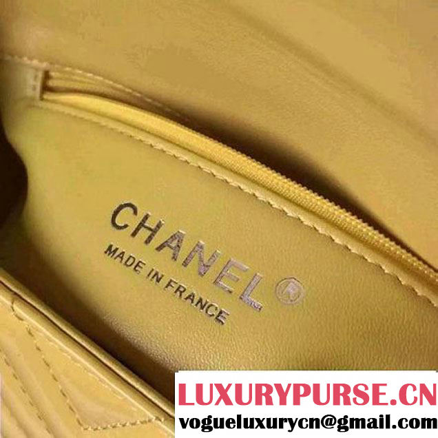 Chanel Small Patent Leather Chevron Classic Flap Bag Yellow (2A136-062603 )