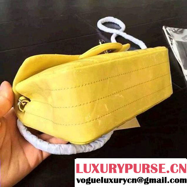 Chanel Small Patent Leather Chevron Classic Flap Bag Yellow (2A136-062603 )