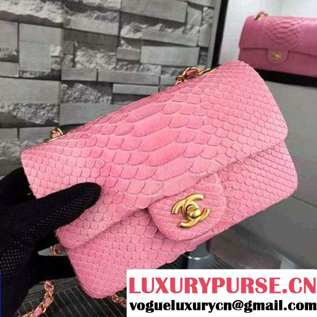 Chanel Small Python Leather Classic Flap Bag Pink (2A058-062606 )