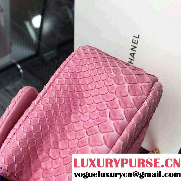 Chanel Small Python Leather Classic Flap Bag Pink (2A058-062606 )