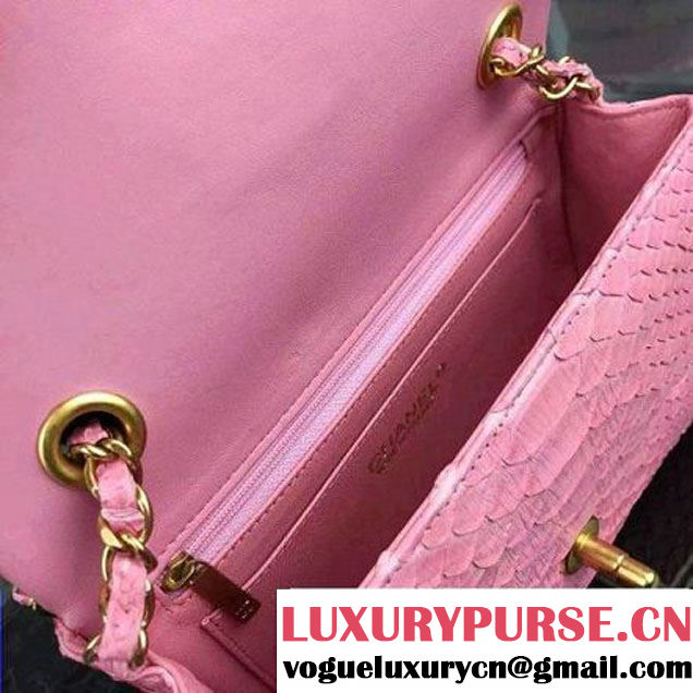 Chanel Small Python Leather Classic Flap Bag Pink (2A058-062606 )