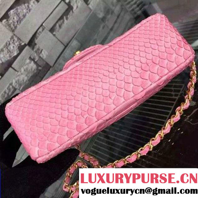 Chanel Small Python Leather Classic Flap Bag Pink (2A058-062606 )