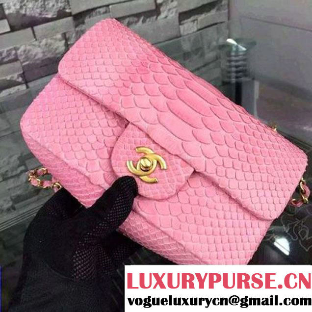 Chanel Small Python Leather Classic Flap Bag Pink (2A058-062606 )