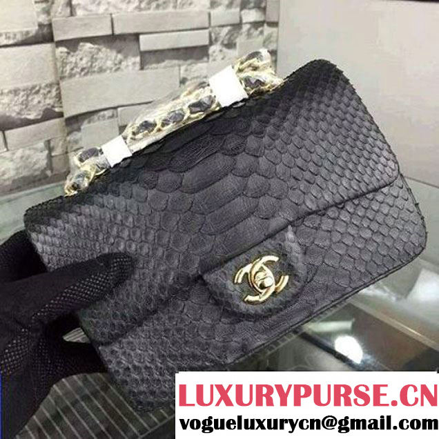 Chanel Small Python Leather Classic Flap Bag Black (2A058-062607 )