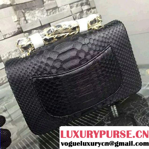 Chanel Small Python Leather Classic Flap Bag Black (2A058-062607 )