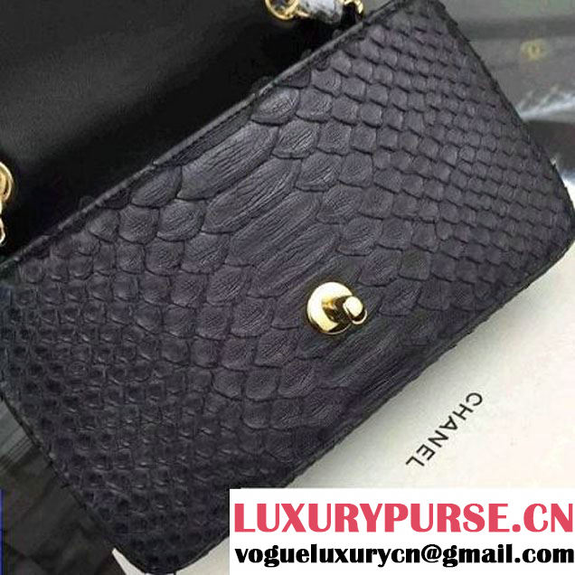 Chanel Small Python Leather Classic Flap Bag Black (2A058-062607 )
