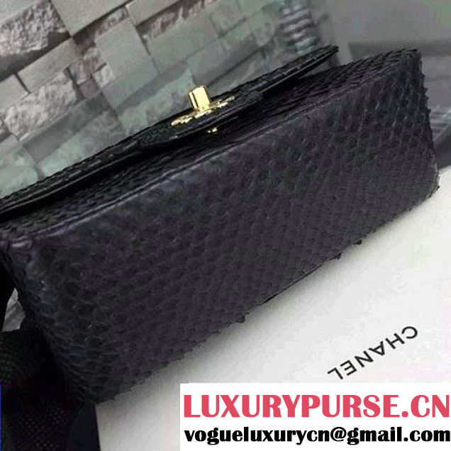 Chanel Small Python Leather Classic Flap Bag Black (2A058-062607 )