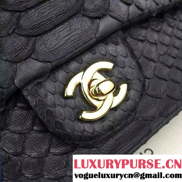 Chanel Small Python Leather Classic Flap Bag Black (2A058-062607 )