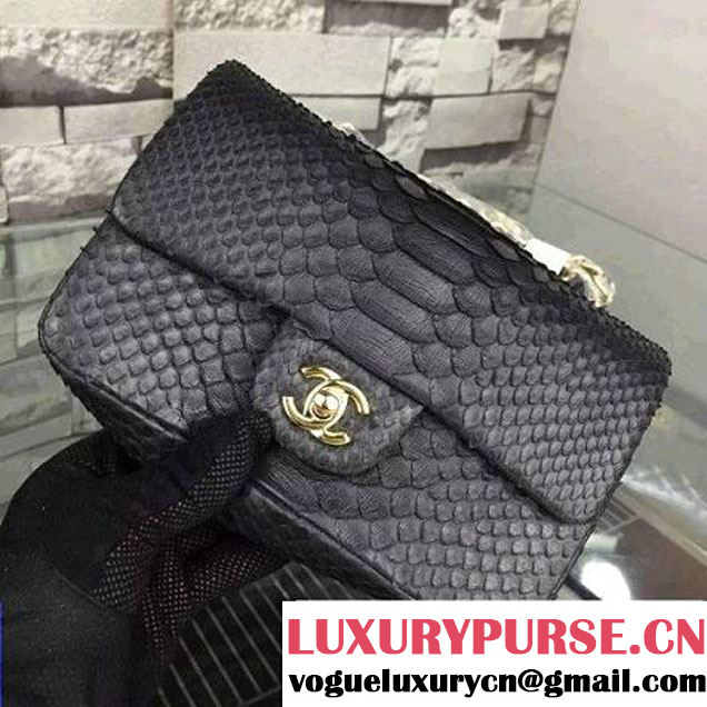 Chanel Small Python Leather Classic Flap Bag Black (2A058-062607 )