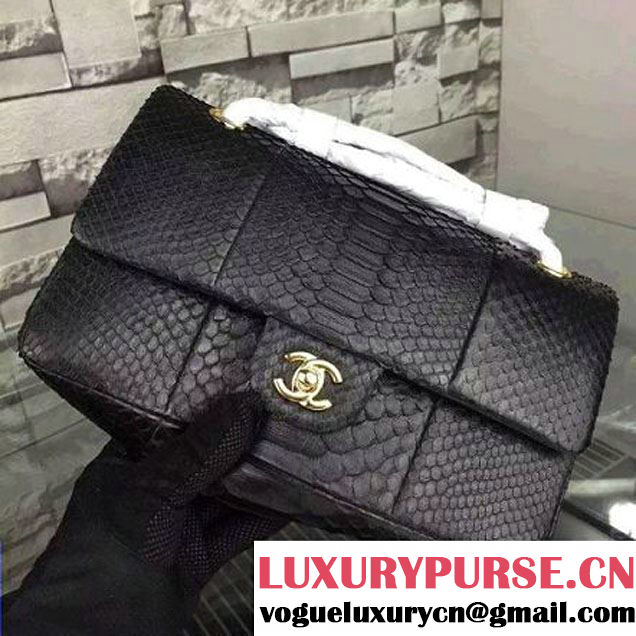 Chanel Medium Python Leather Classic Flap Bag Black (2A058-062608 )