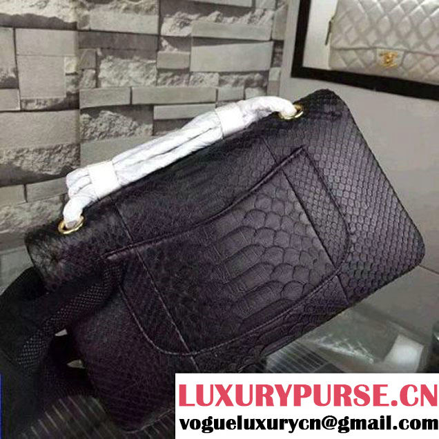 Chanel Medium Python Leather Classic Flap Bag Black (2A058-062608 )