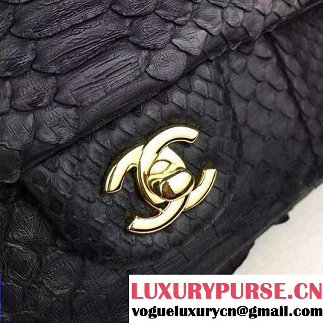 Chanel Medium Python Leather Classic Flap Bag Black (2A058-062608 )