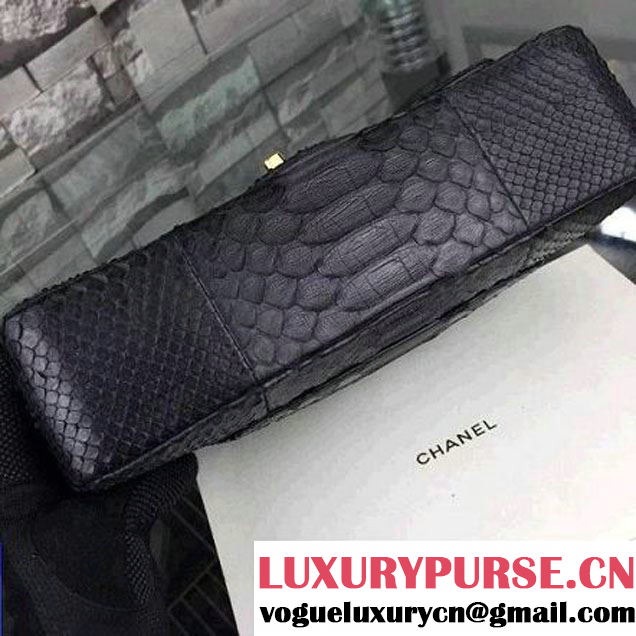 Chanel Medium Python Leather Classic Flap Bag Black (2A058-062608 )