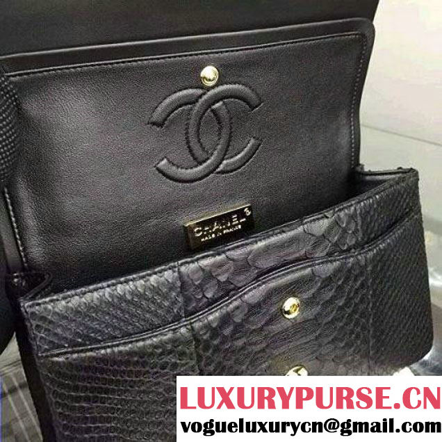 Chanel Medium Python Leather Classic Flap Bag Black (2A058-062608 )