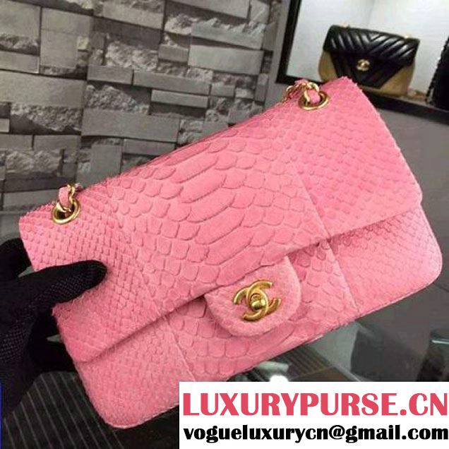 Chanel Medium Python Leather Classic Flap Bag Pink (2A058-062609 )