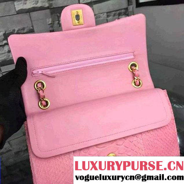 Chanel Medium Python Leather Classic Flap Bag Pink (2A058-062609 )