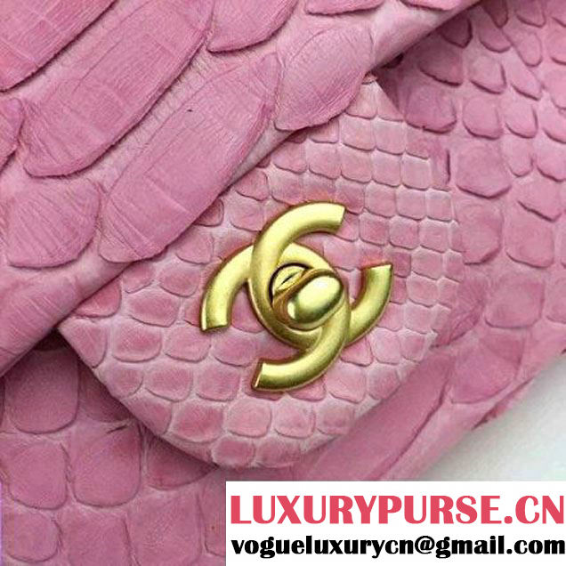Chanel Medium Python Leather Classic Flap Bag Pink (2A058-062609 )