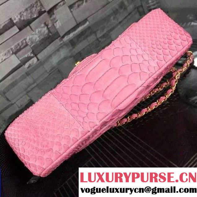 Chanel Medium Python Leather Classic Flap Bag Pink (2A058-062609 )