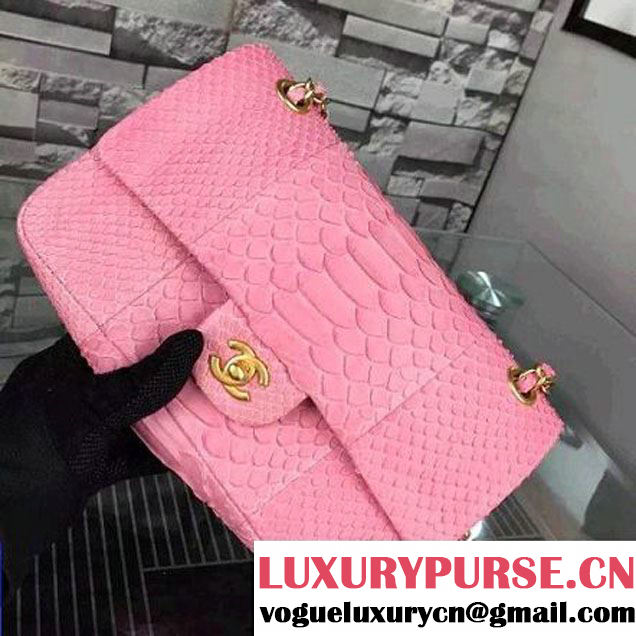 Chanel Medium Python Leather Classic Flap Bag Pink (2A058-062609 )